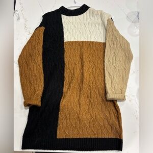 Colorblock Cable Knit Sweater